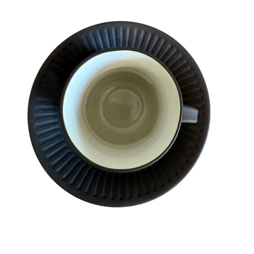 Dansk Flamestone Demitasse Cup Saucer Jens Quistgaard‎ JHQ Denmark Brown MCM